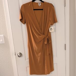 Anne Klein Tan Wrap Midi Dress